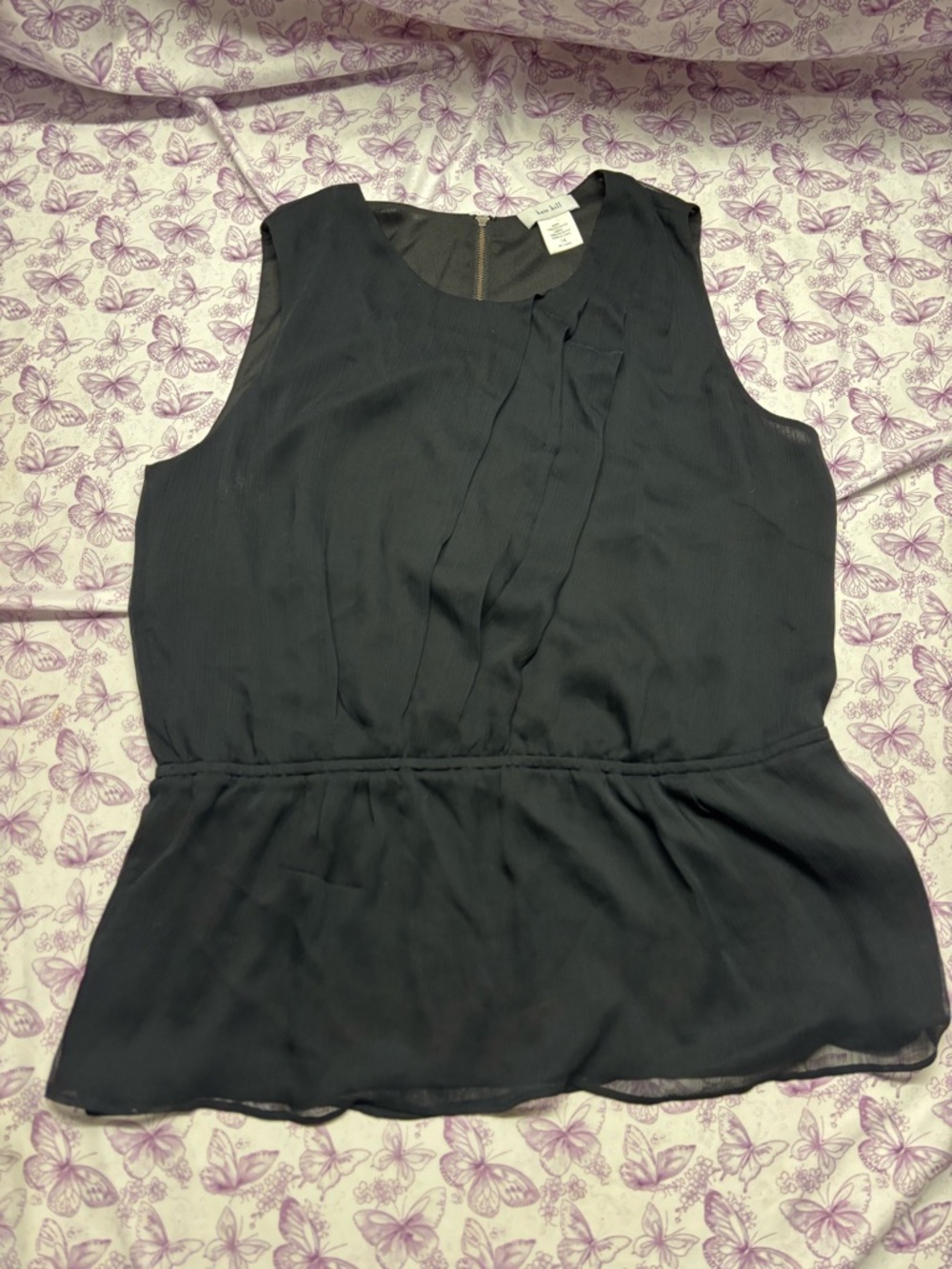 🍄Kate Hill Black Sleeveless Peplum Camisole